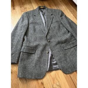 Vtg Brooks Brothers Camelhair Blazer Jacket Mens 40R Glen Plaid